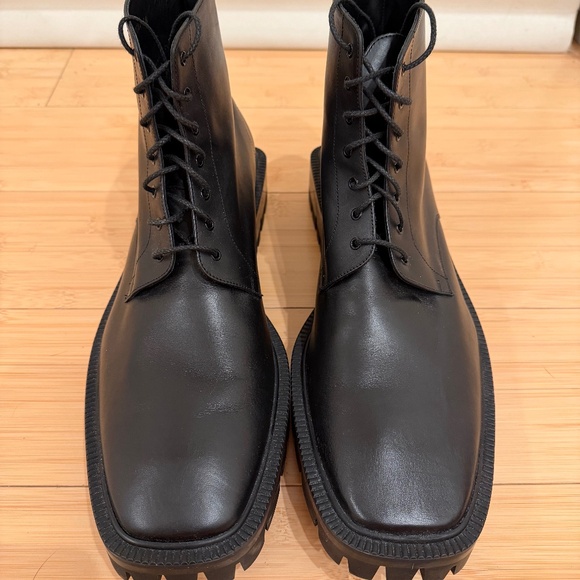 Balenciaga Trooper Lace-Up Leather Boots, Size 13, Black - Picture 2 of 4